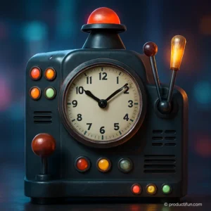 Illustration d'une machine à remonter le temps avec horloge et boutons de contrôle