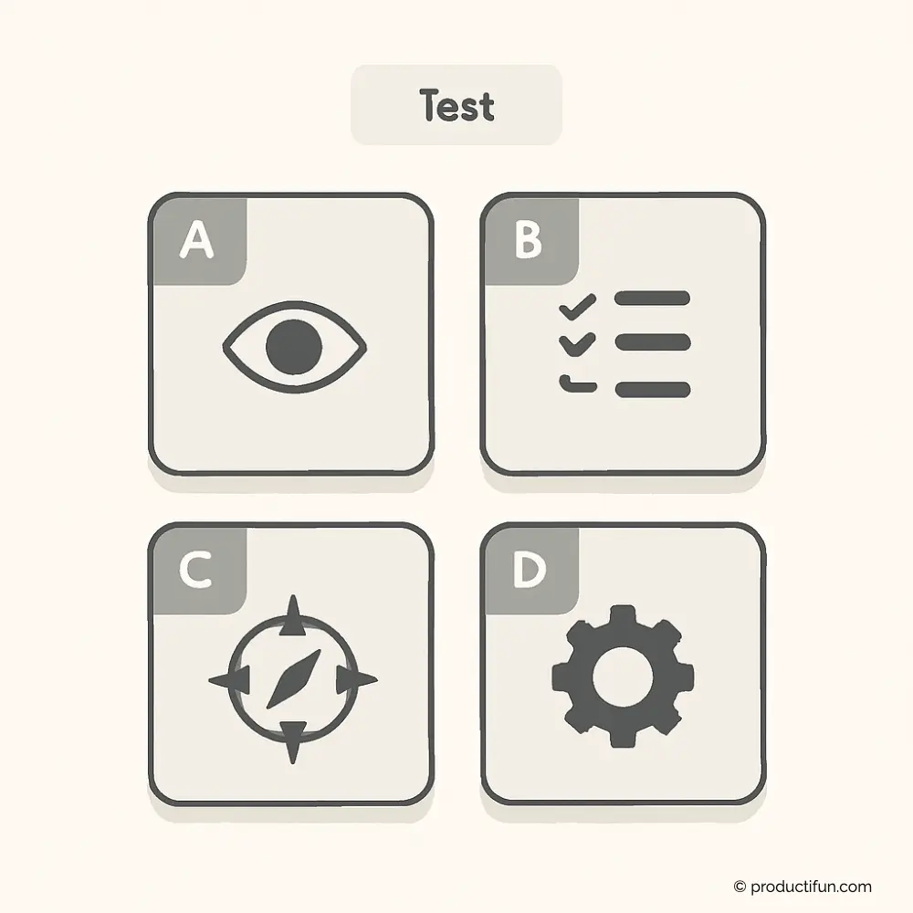 Illustration du test pour identifier son style d'organisation au travail : visuel, linéaire, flexible ou structuré.